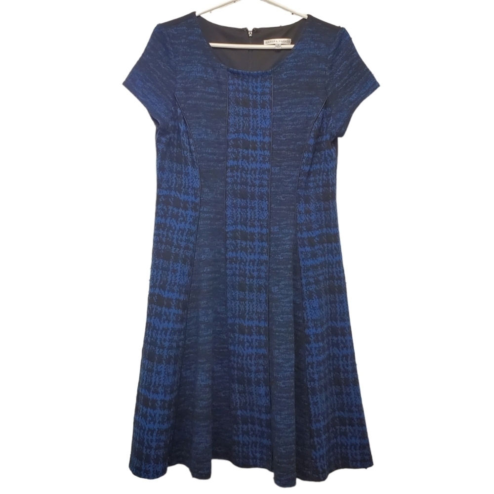 Sanda Darren Fit and Flare Royal Blue & Black Short Sleeve Dress Sz 12